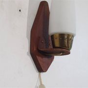 Danish teak and opaline wall lamp