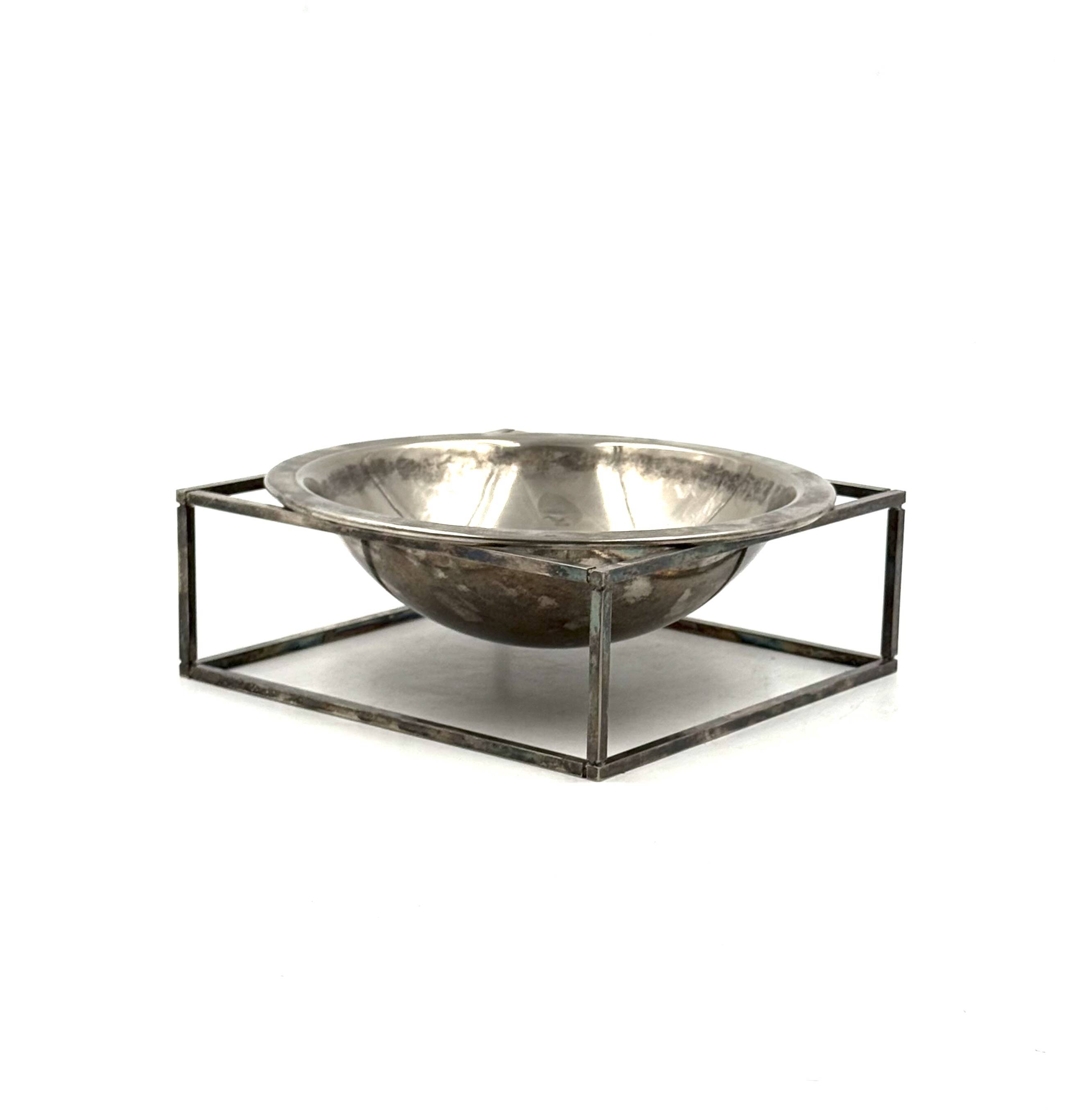 Mid-century modern silver-plated bowl / vide poche, PM Italy 1970s