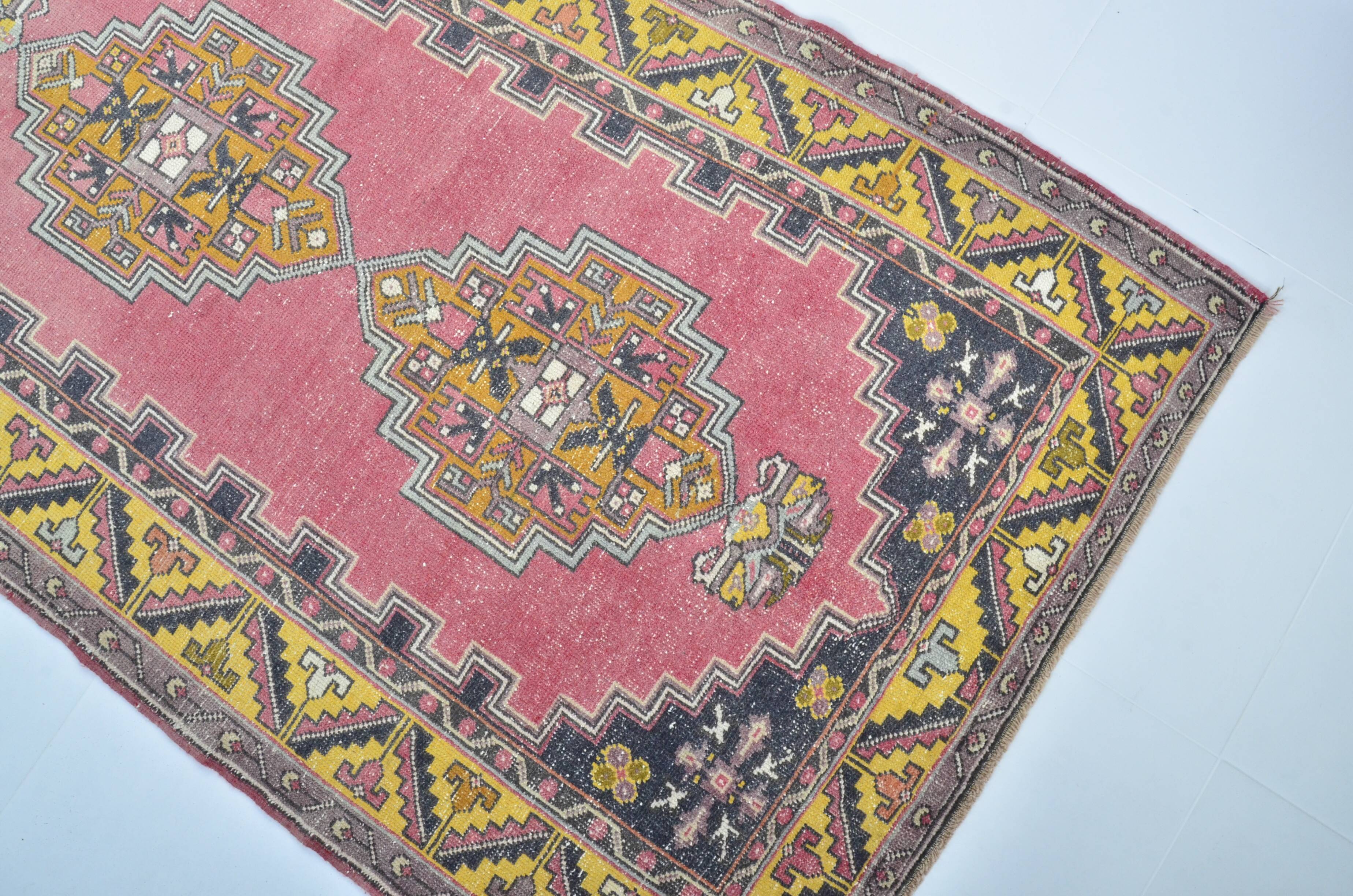 Tapis turc bio rose et jaune sku 3283