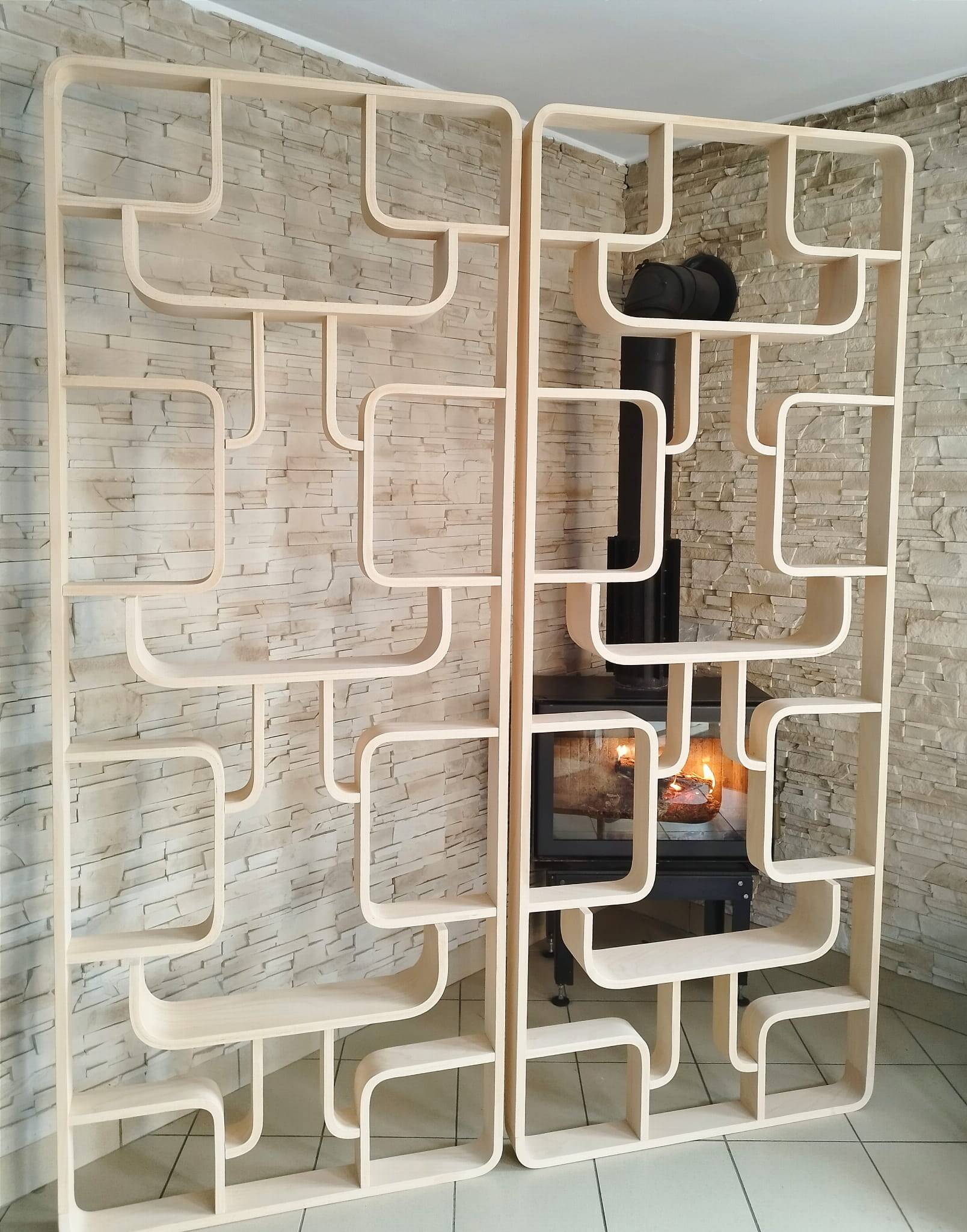 Mid-Century Czech Wall or Room Divider by Ludvik Volak for Drevopodnik Holesov, 1960s, Set of 2