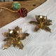 Pair of candlesticks, holly leaves, in brass