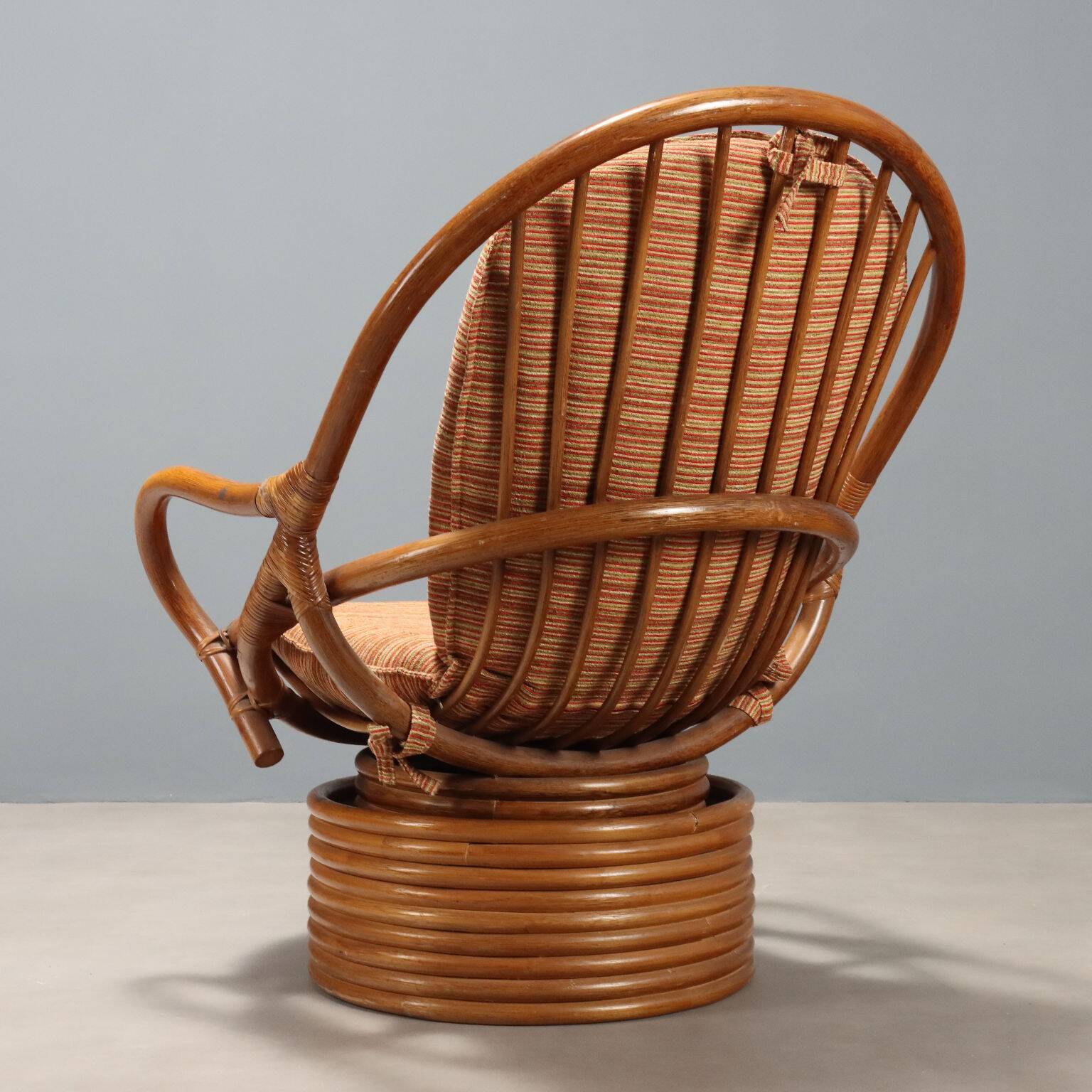 Pair of swivel armchairs in bamboo, 1960s