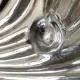 Metal shell butter dish with glass bowl and knife