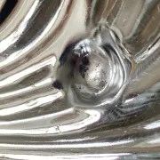 Metal shell butter dish with glass bowl and knife