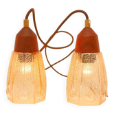 2 suspensions en verre de Pukeberg, Suède, années 1960