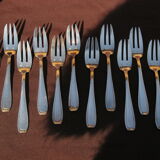 Box 12 cake forks in silver metal art deco