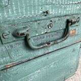 Patinated green wooden chest