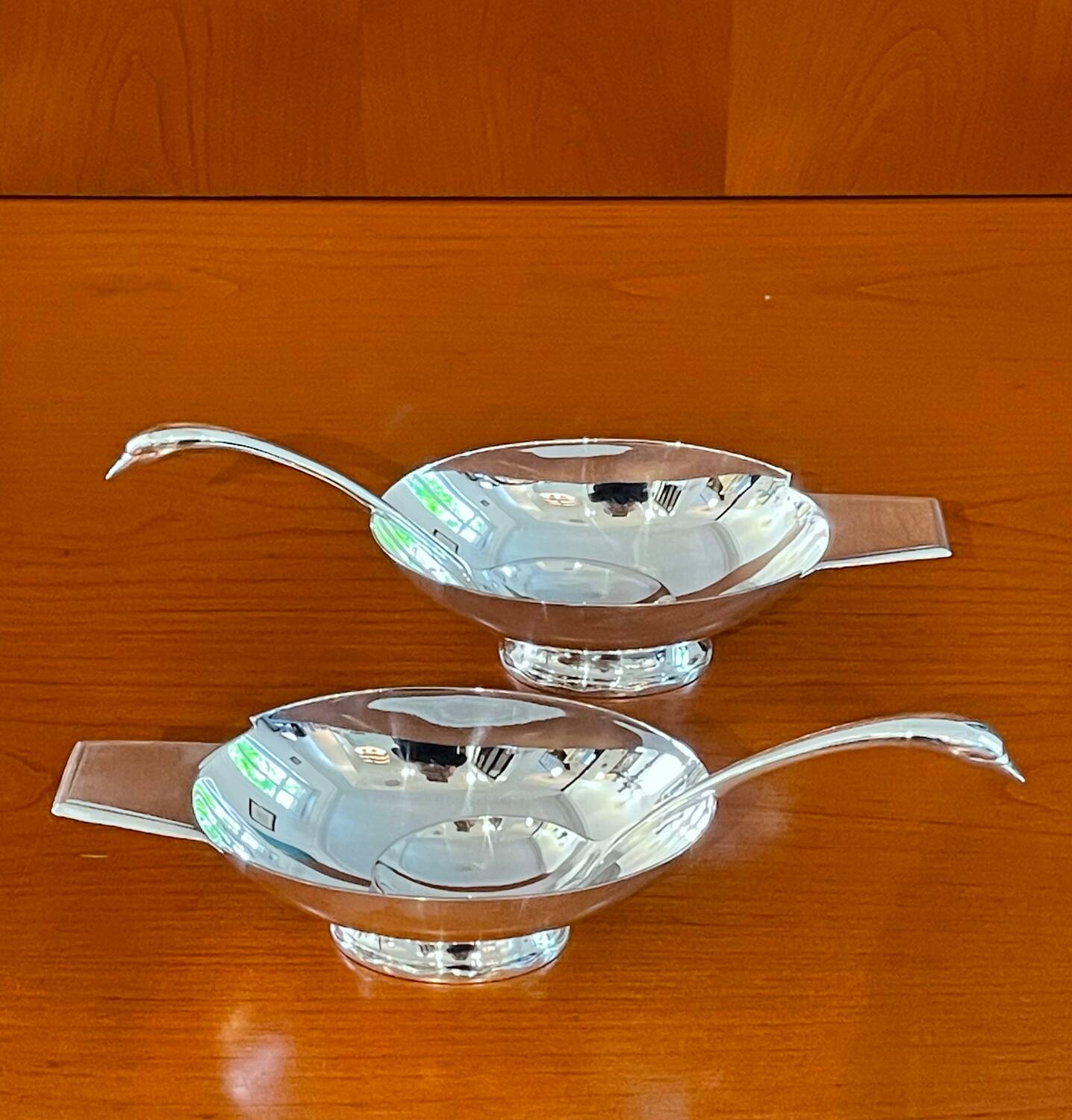 "Christofle, Gallia, 2 Swan Sauce Boats Christian Fjerdingstad