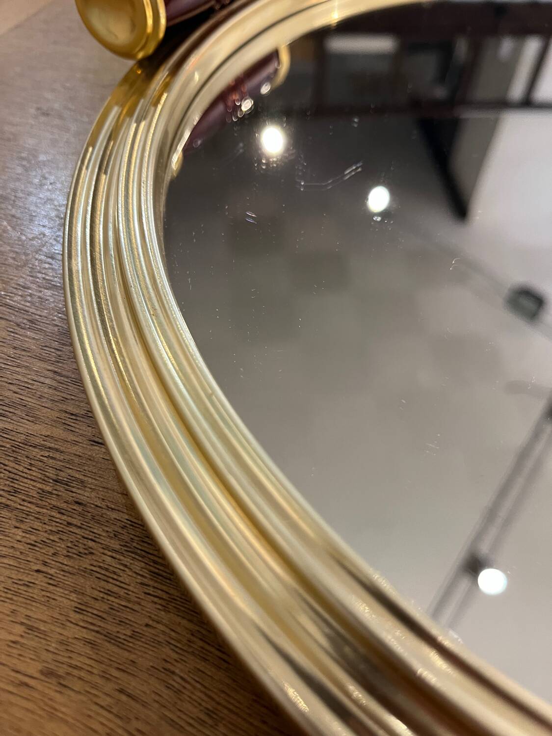 Golden mirror plateau Art Deco diameter 34cm