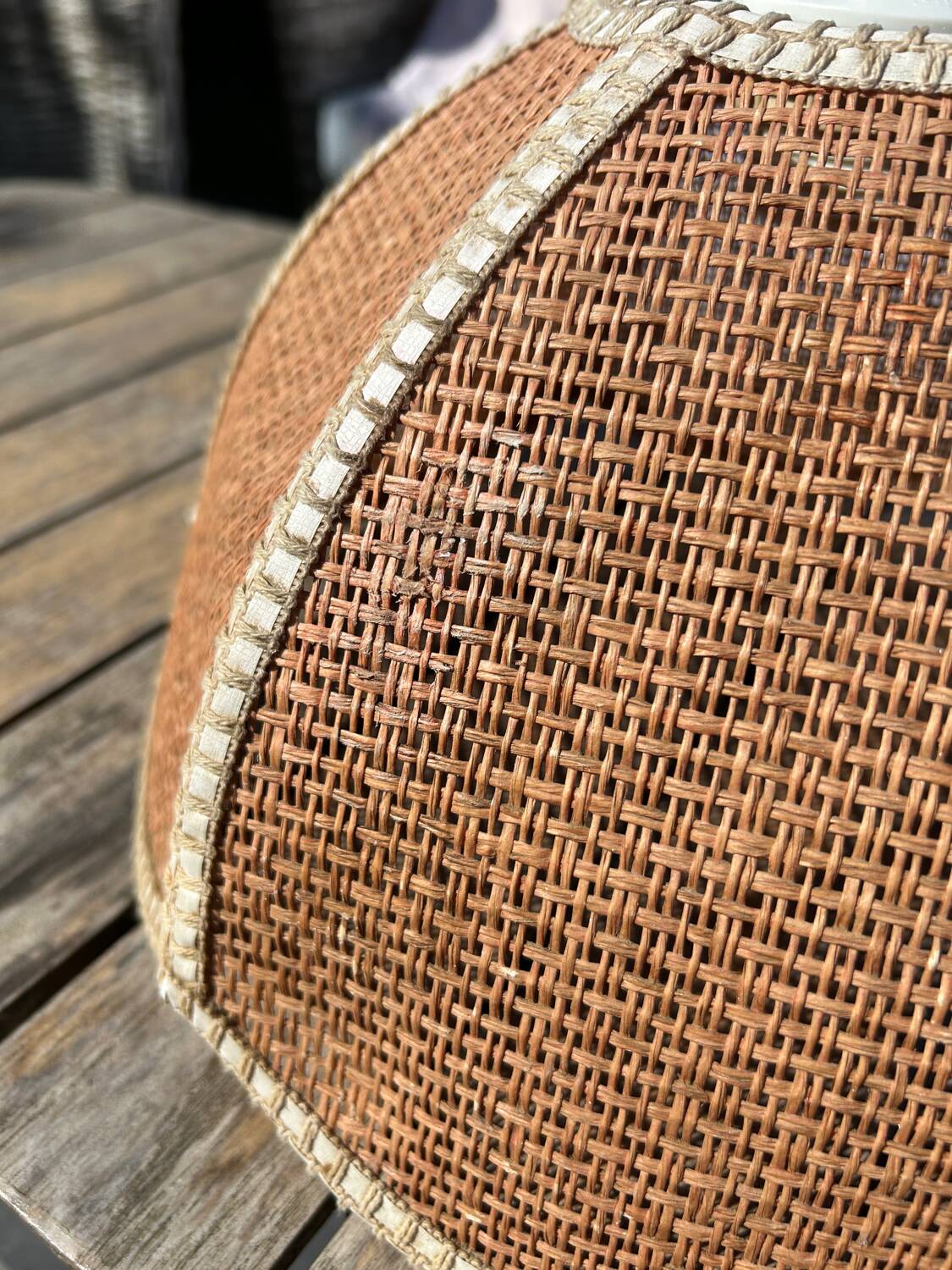 Natural fiber pendant light from the 70s