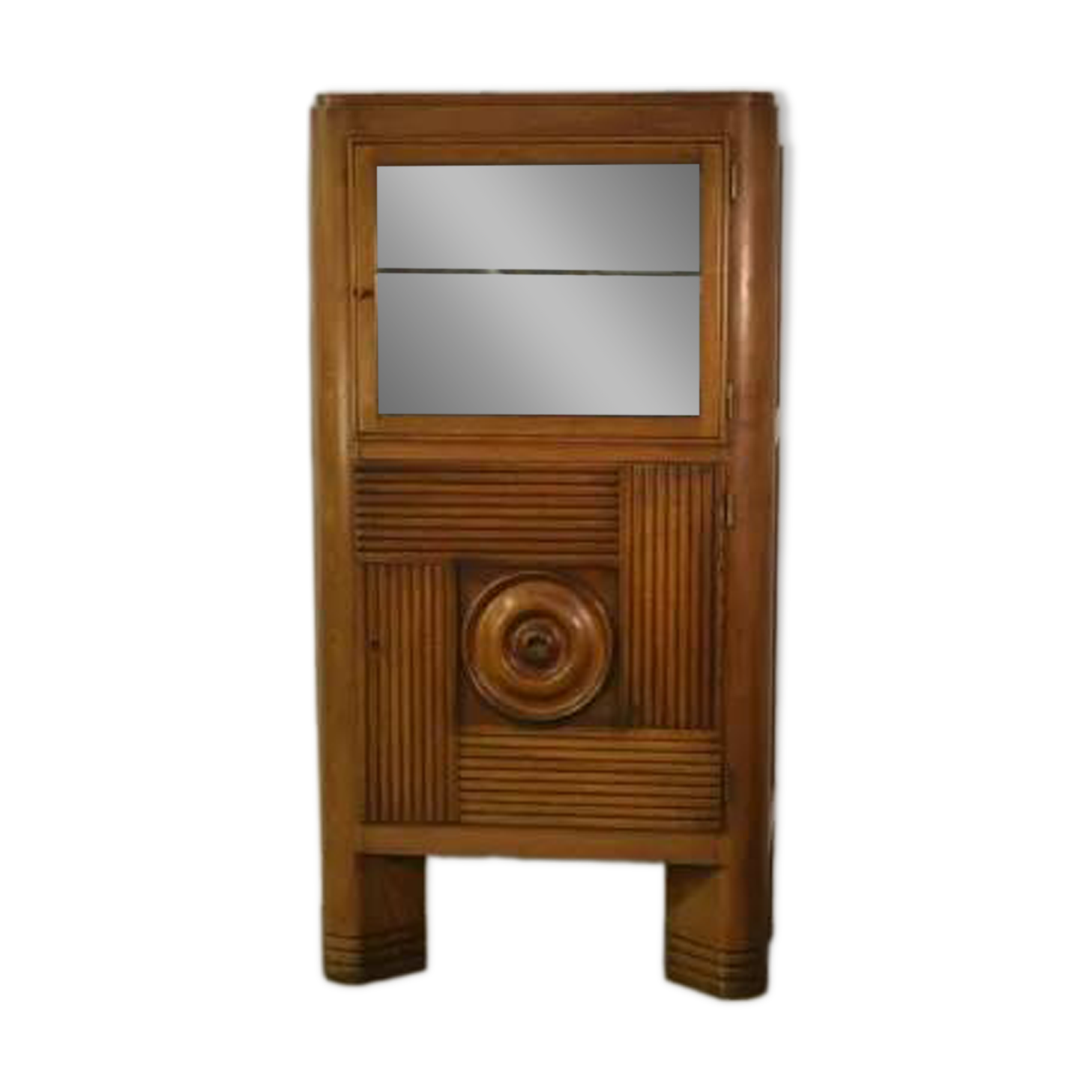Solid oak display cabinet in the style of Charles Dudouyt, 1950s