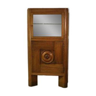 Solid oak display cabinet in the style of Charles Dudouyt, 1950s