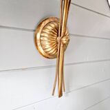 Large pair of brass floral wall sconces, 1960s