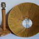 Table lamp in wood and rattan, 50s raffia lampshade