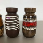 Set of four vintage pottery fat lava "242-22" vases made by Scheurich, Germany
