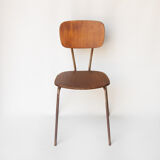 Vintage chair, wood and metal chair, old industrial chair, school, vintage bar décor, loft, flesh, industrial flesh