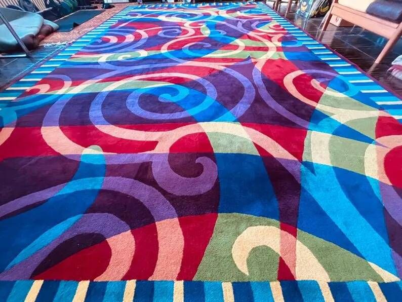 1980s XXL huge Design abstract high quality wool carpet/rug for Hilton hotel