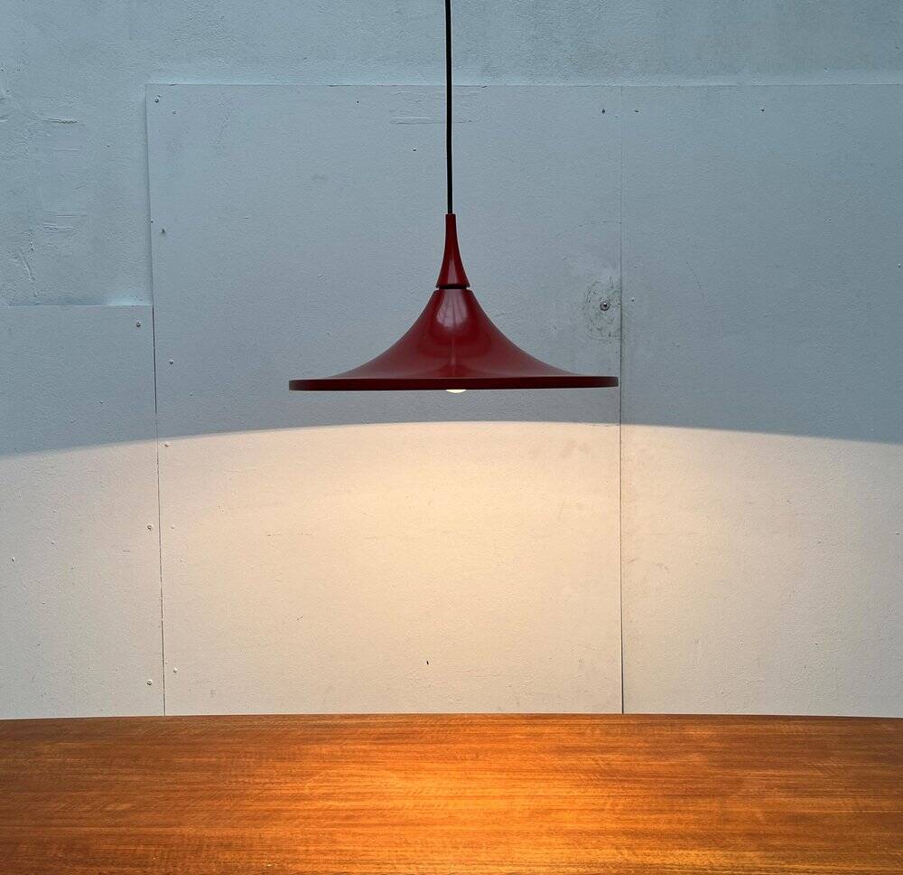 Red tulip pendant lamp from the mid-century space age by Rolf Krüger for Staff, 1960s.