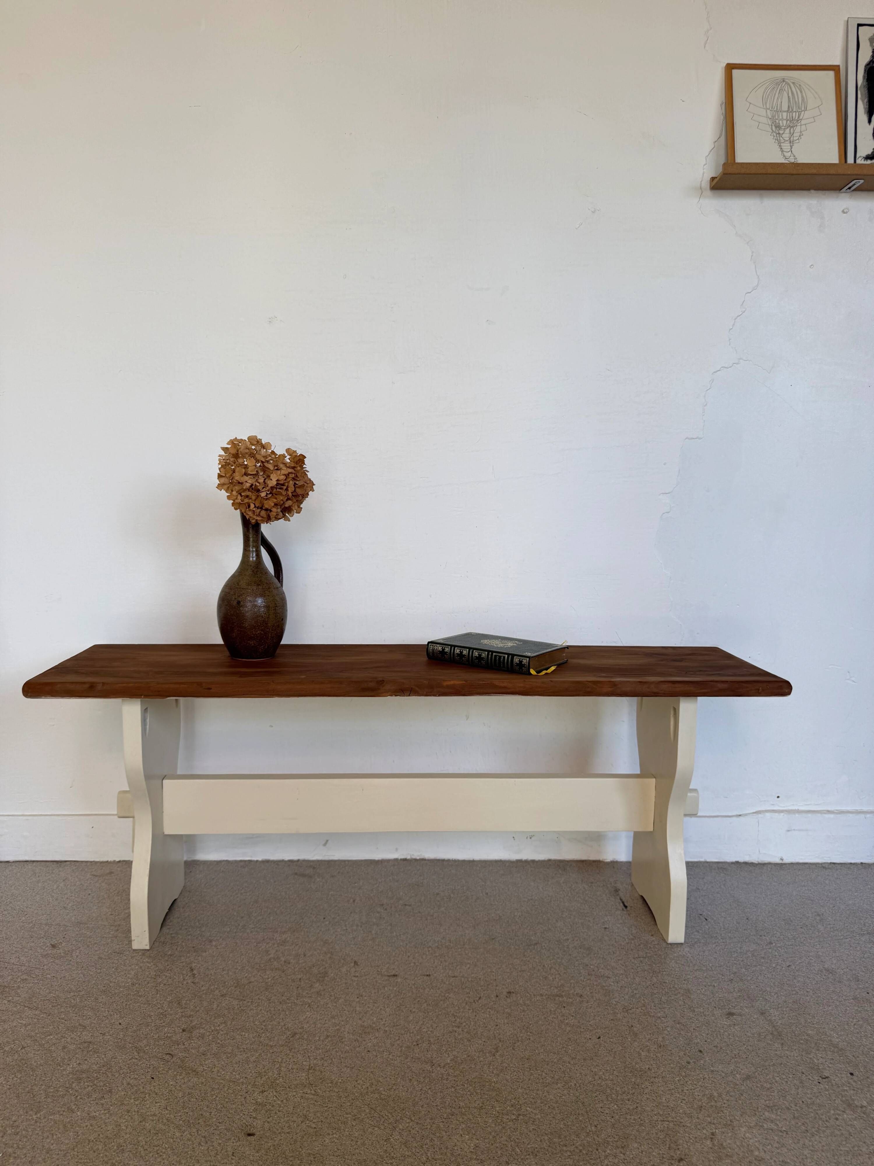 Vintage farmhouse bench made of solid wood