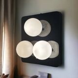 Unique 70s Lamp Wall Panel with Glossy Glass Spheres - Luxury Space Age Lighting