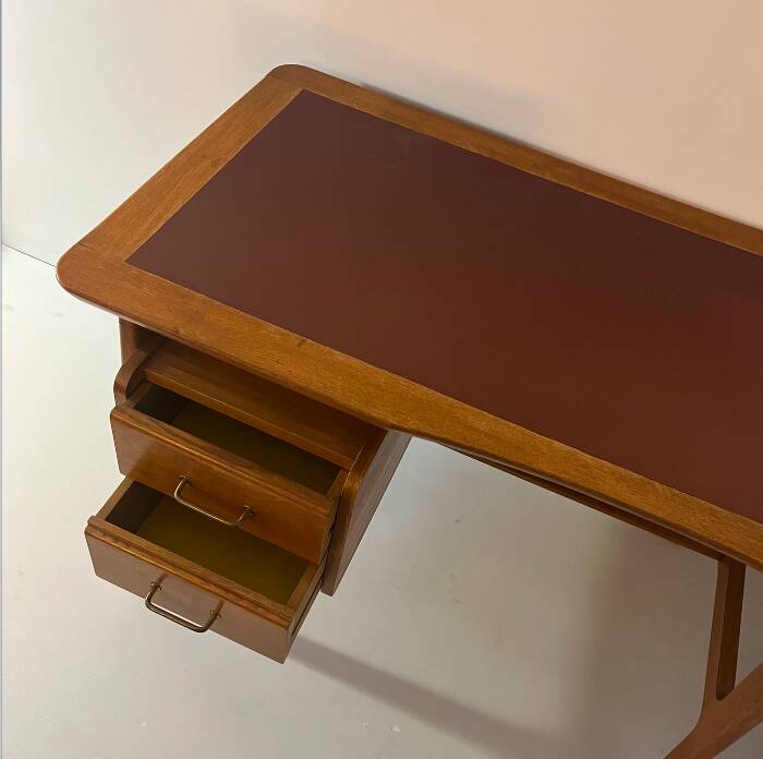 Solid oak and leather desk