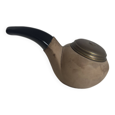 Porte-cigarettes vintage 1950 daim taupe Pipe Longchamp - 25 x 14 cm