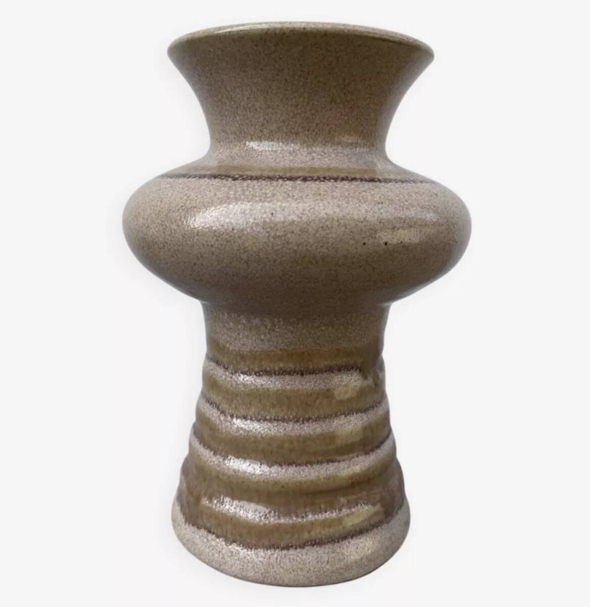 Vase organique en céramique beige vintage 1970