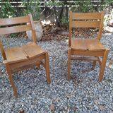 Set of two regain wooden chairs by roland haeuster, for les arcs selection charlottes perriand