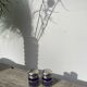 Silver-plated metal and blue glass salt and pepper shaker