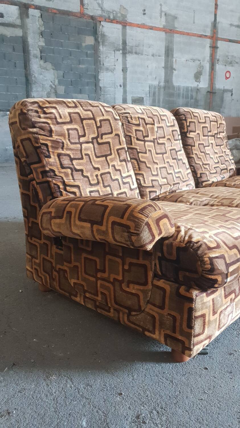 1970s velvet convertible sofa