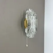 Beautiful CUBIC Ice Glass Wall Light by Hillebrand Lights, Germany, 1970s