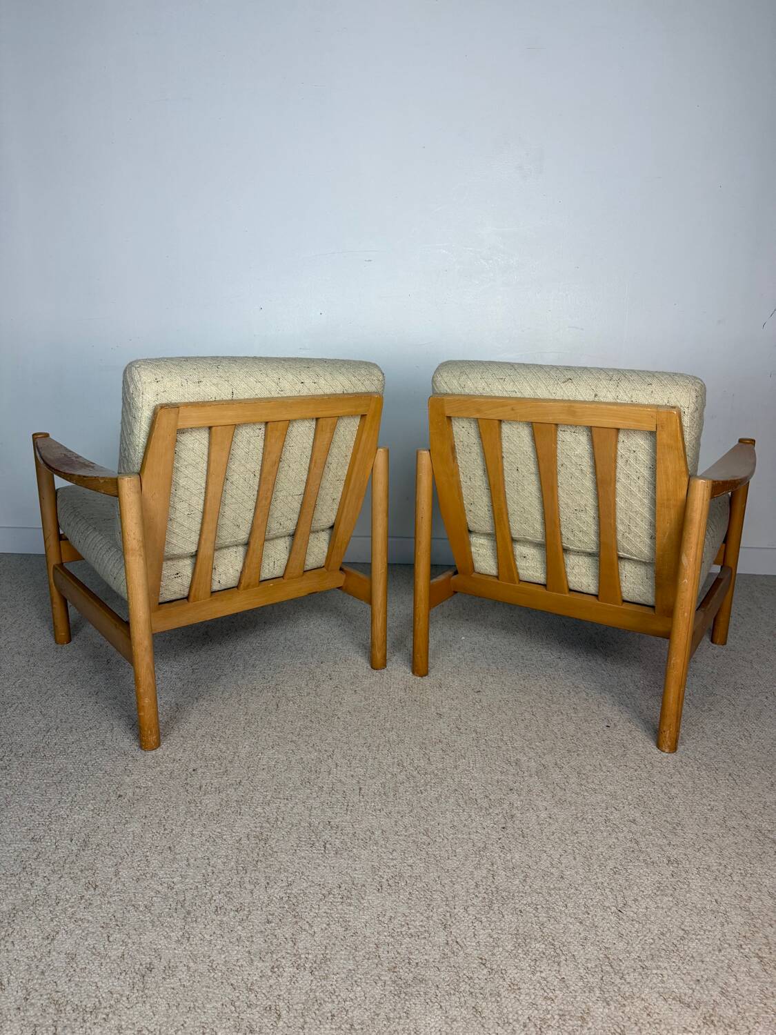 Pair of vintage wooden armchairs