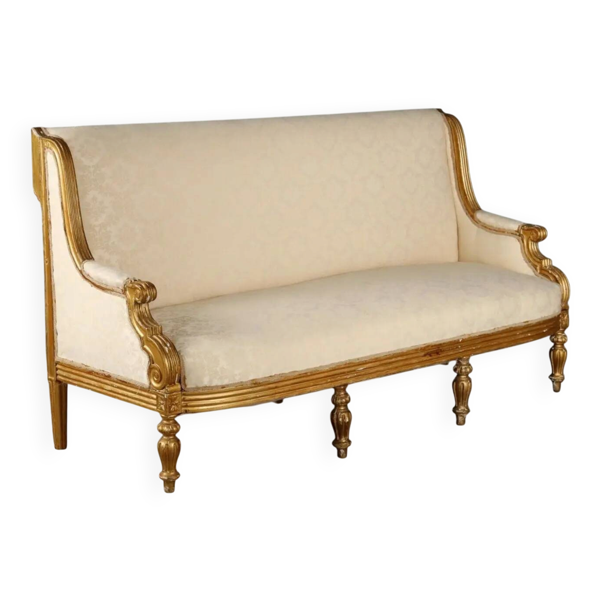 Antique neoclassical canapé in carved wood, Italy, 19th century.