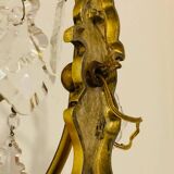 Applique en laiton + pampilles en verres époque milieu XXe