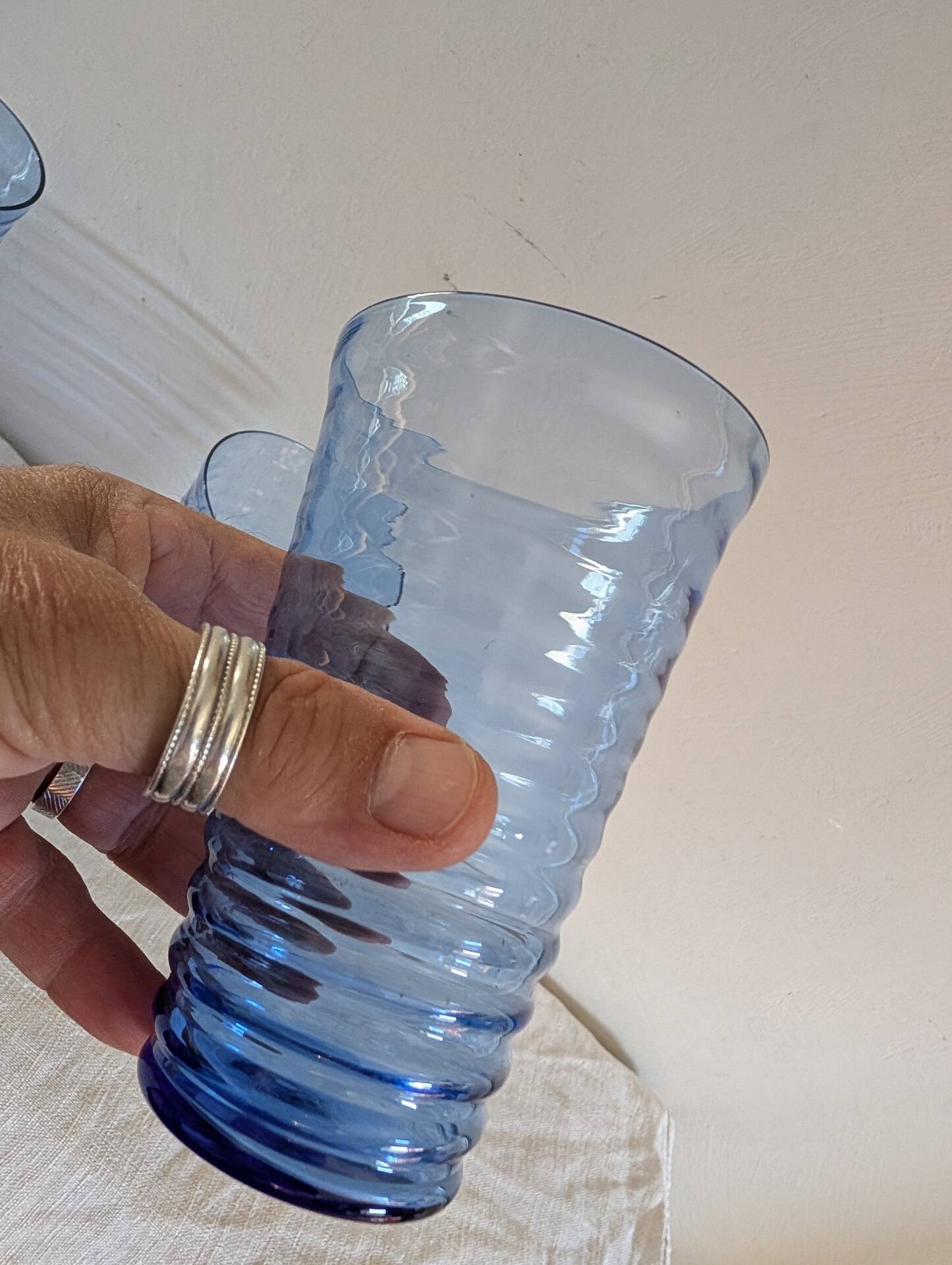Long blue gradient drink glass – fine glass – 1970s