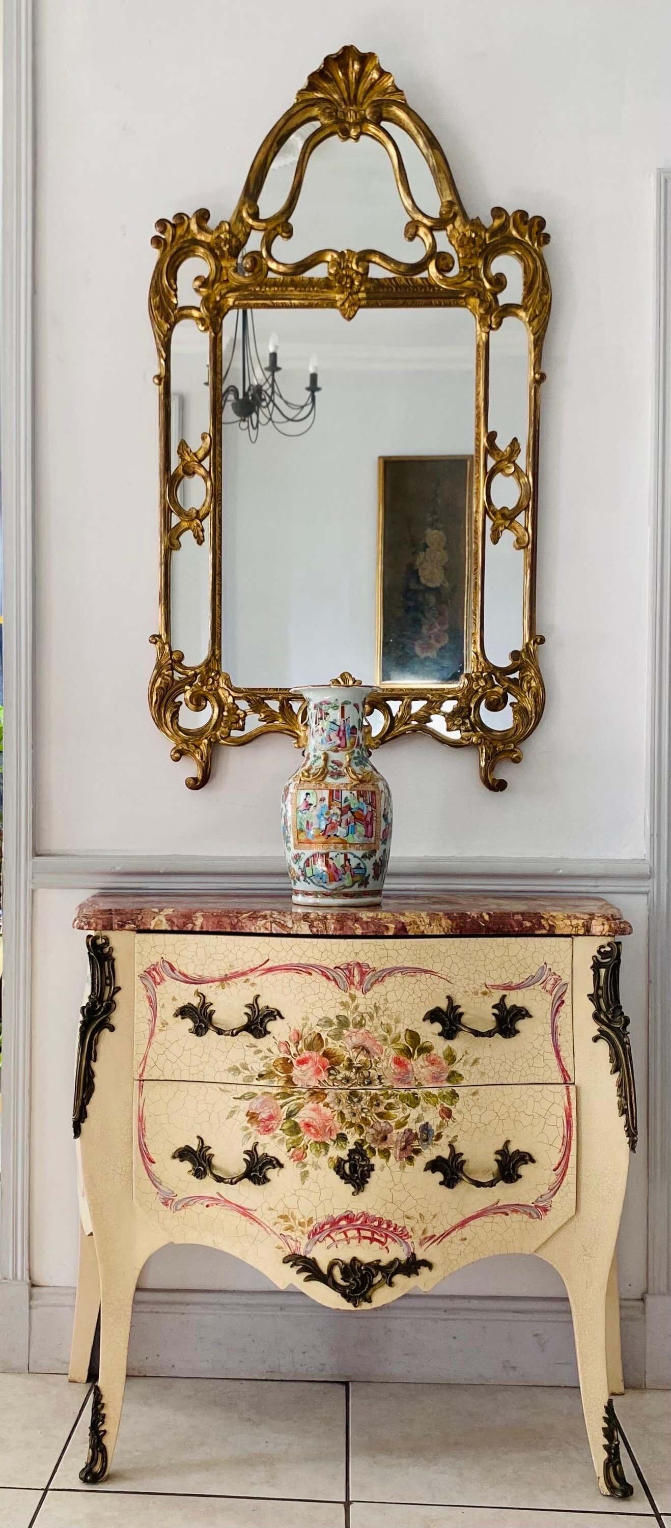 Gilded decorative miror with double frame Louis XIV st., France twentieth century