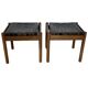 Pair of stools, leather and wood, 1960'
