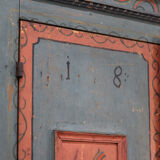 Rustic Farmhouse Folk Art Painted Bridal Cabinet dated 1806