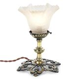 Brass and molded glass table lamp
