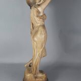 Ceramic sculpture Woman and opal belt jug Goldscheider circa 1900, 60 cm C155