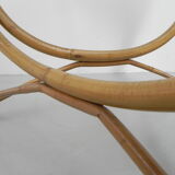 Bamboo coffee table with round glass top