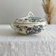 Small old vegetable soup tureen in iron earth "Les Violettes" Salins