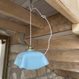 Vintage opaline blue pendant lamp