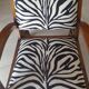 Scandinavian style wood armchair, black and white fabric