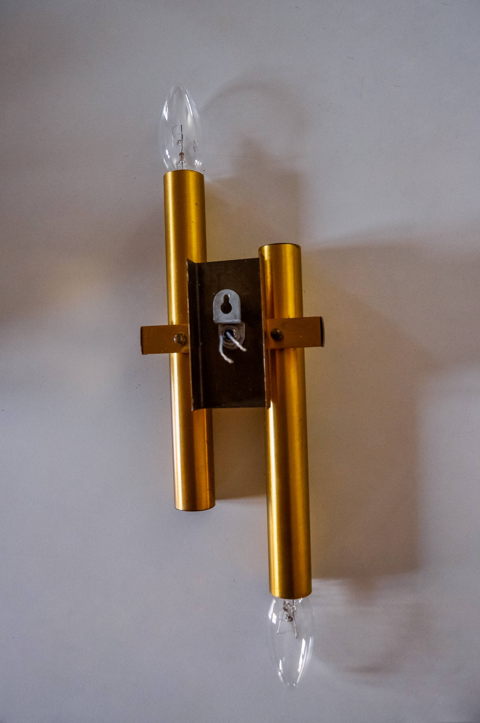 Tubular wall lamp by Maison Sciolari, 2 lights, Italy, 1970