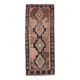 70's Brown Turkish Oushak Handmade Wool Geometric Motif Runner Rug 123x293