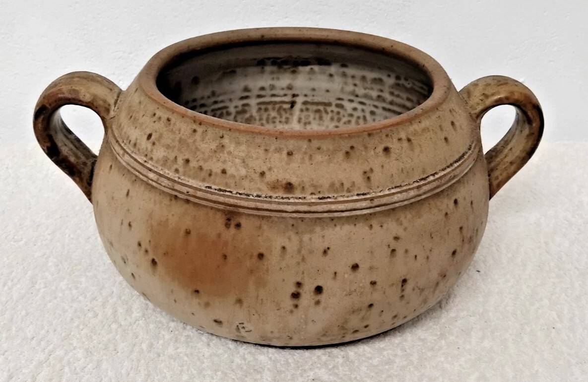 Vintage Signed Stoneware Soup Tureen with Handles