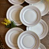 Set of 10 vintage flat plates in semi-porcelain Céranord.