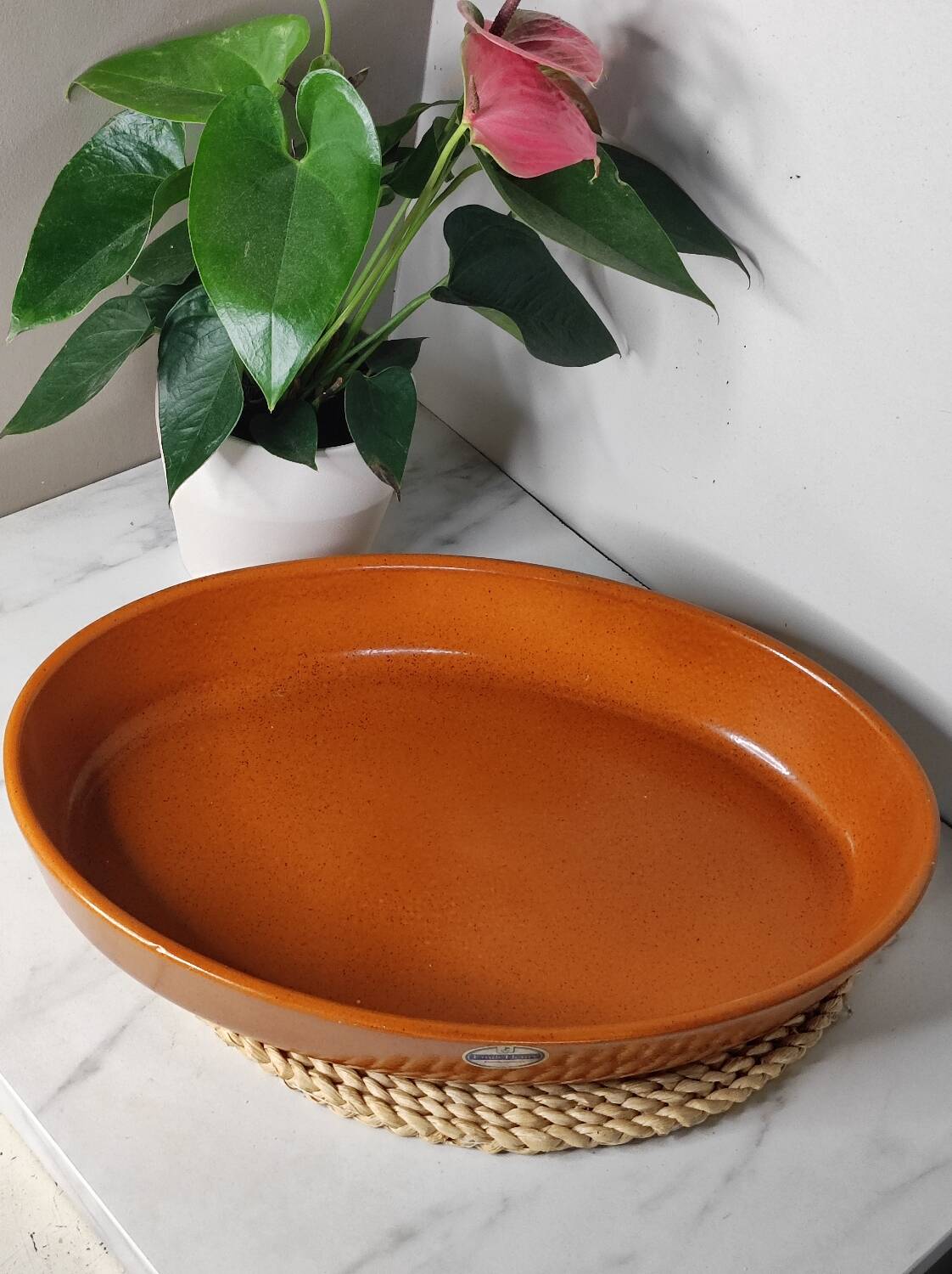 Oval terracotta dish