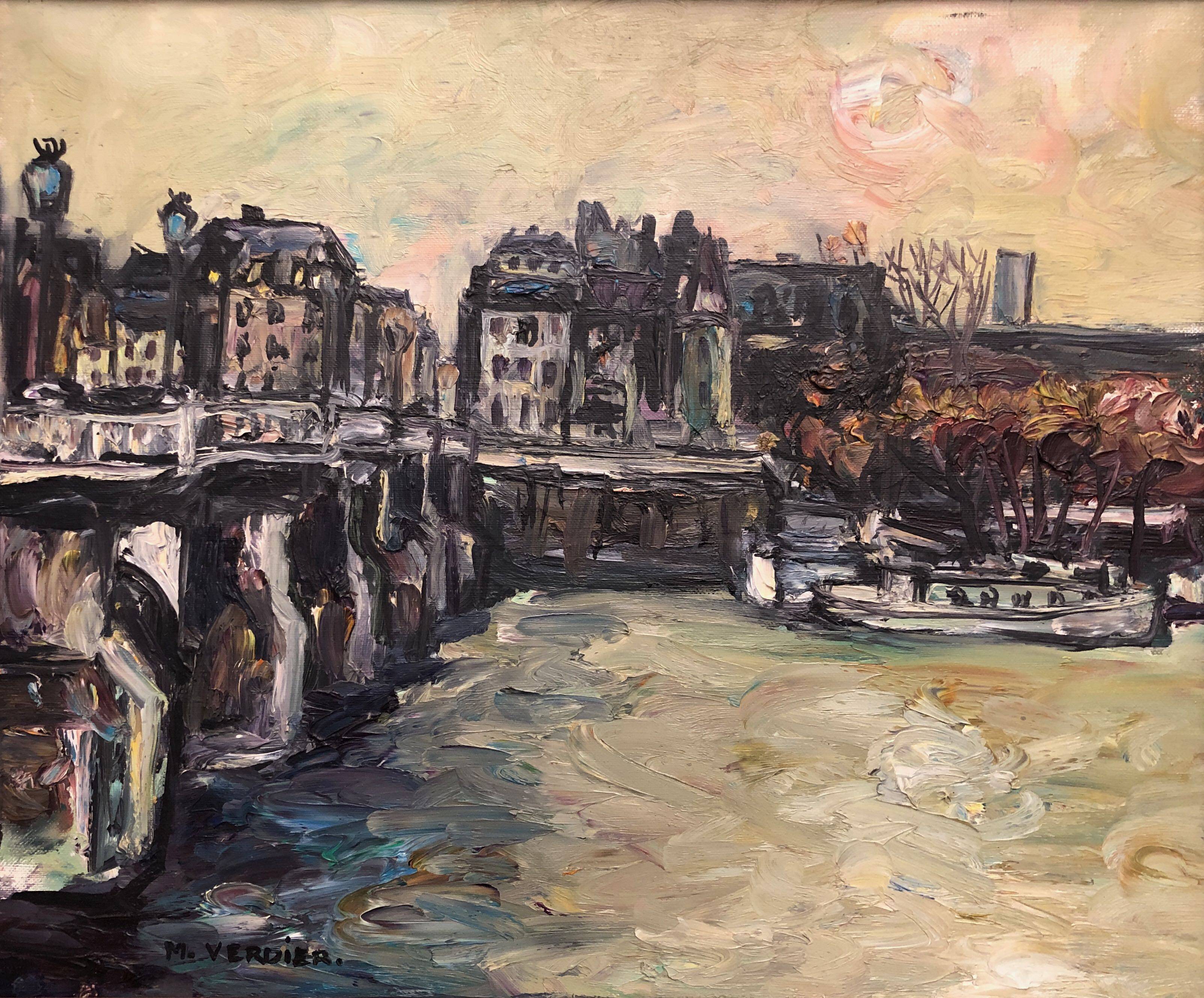 Pont Neuf in Paris, morning light by Maurice Verdier, School of Paris